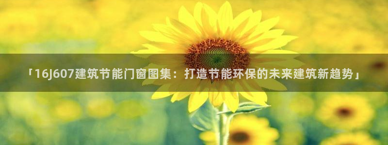 e尊官网：「16J607建筑节能门窗图集：打造节能环保的未来建筑新趋势」