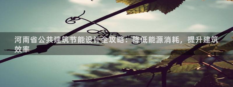 e尊国际平台：河南省公共建筑节能设计全攻略：降低能源消耗，提升建筑
效率